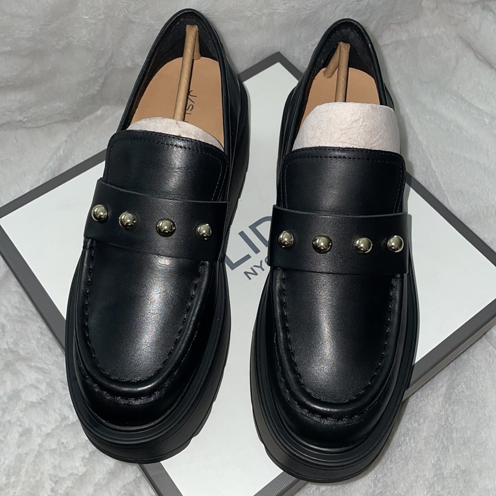 NWT J/SLIDES VICKY Black Leather Platform - Picture 10 of 16